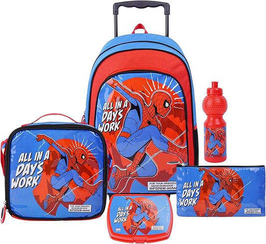 MARVEL SPIDER - MAN ALL IN A DAYS WORK 5IN1 TROLLEY BOX SET 18" - Marah Kids