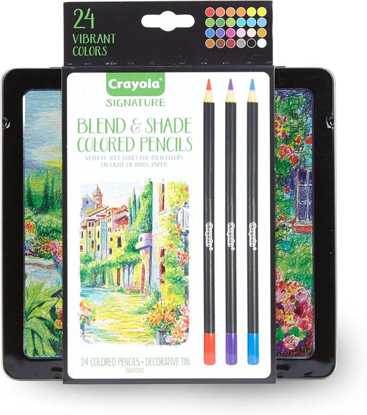 Crayola Signature Blend & Shade Colored Pencils with Tin, 24 Count - Marah Kids