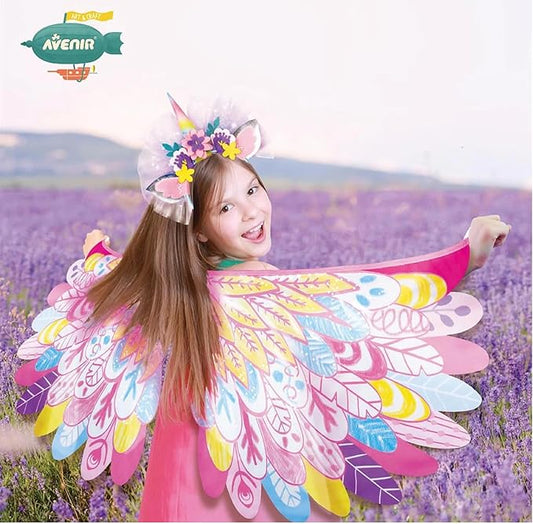 Avenir Unicorn Dress Up Fun Set – Fantastic Unicorn | DIY Costume with Pre - Printed Wings, Markers, Felt, Plastic Needle, & Headband - Spark the Imagination | 3+ Years - Marah Kids