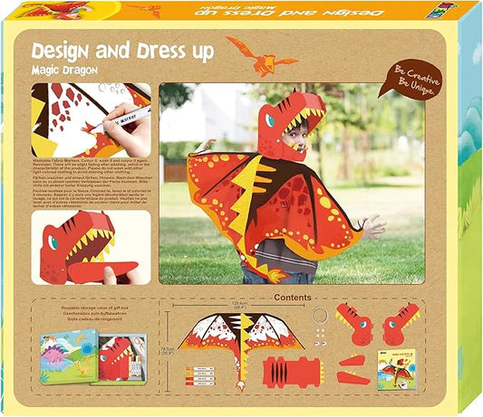 Avenir Unicorn Dress Up Fun Set – Magic Dragon | DIY Costume with Pre - Printed Wings, Markers, Felt, Plastic Needle, & Headband - Spark the Imagination | 3+ Years - Marah Kids