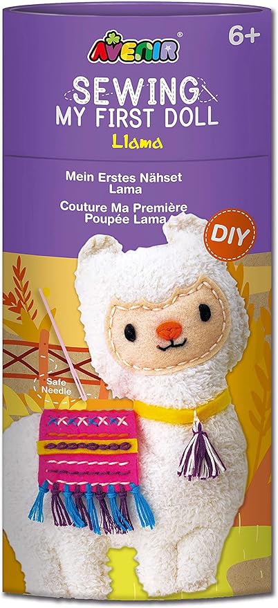 Avenir Sewing My First Doll - Llama Kit | Create a Super Soft Llama, Develop Motor Skills & Creativity | Safe and Educational - Trusted Art, Learning, and Entertainment for Kids 3+ - Marah Kids