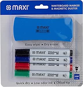 MAXI SLIM WHITEBOARD MARKER WITH INTEGRATED DUSTER BLISTER OF 4PC