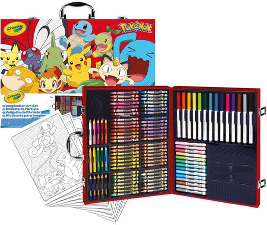 Crayola - Pokemon Creative Art Set Case | 56 Wax Crayons, 15 Mini Pencils, 28 Washable Felt - Tip Pens, and 15 Coloring Pages | Ideal Gift for Kids Ages 5+ - Marah Kids