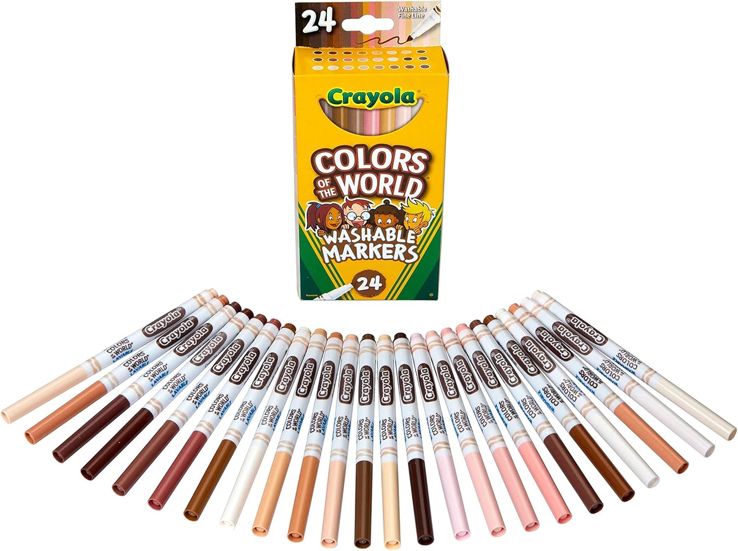 Crayola Colors of the World Washable Skin Tone Markers, 24 Count - Marah Kids