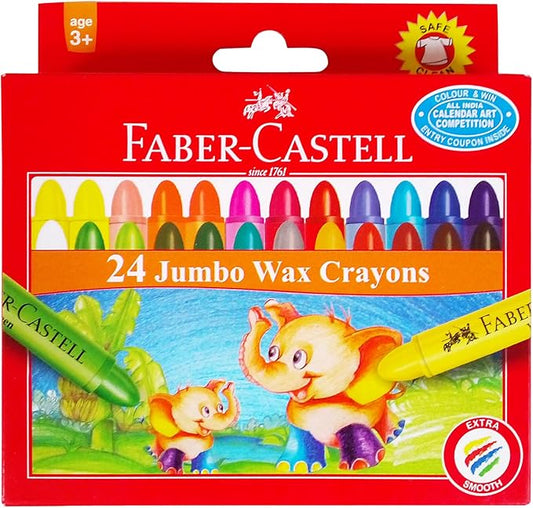 FABER - CASTELL JUMBO WAX CRAYONS 24 COLOR 90MM - Marah Kids