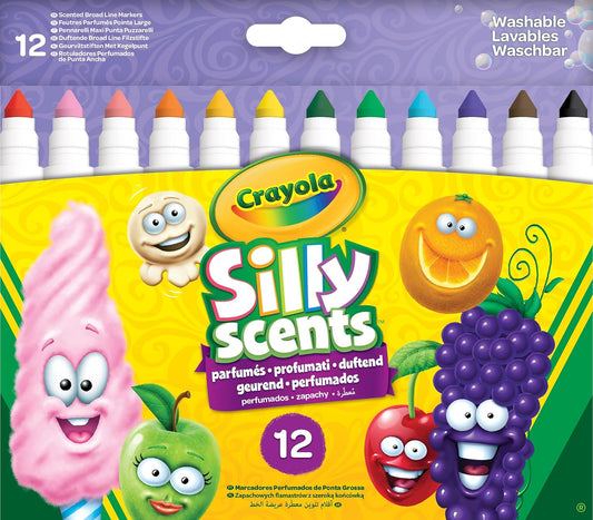 Crayola - Silly Scents Broad Line Scented Markers | 12 - Pack with Matching Scents and Colors - Fragrant Art Tools for Kids' Creativity - Washable Ink | Non - Toxic - Ideal for Ages 3+ - Marah Kids