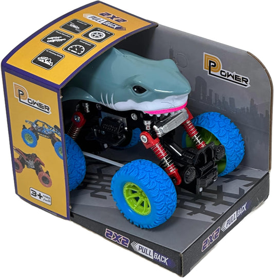 D - Power - PullBack Crazy Shark Truck | No Batteries Needed, Fun for All Ages | 3+ - Marah Kids