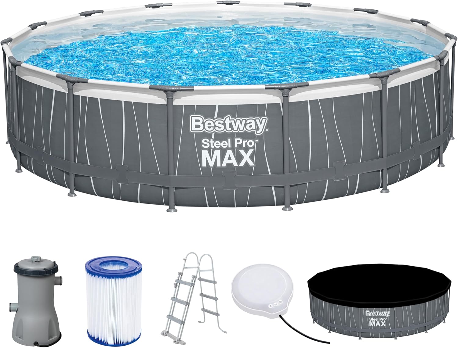 BWAGP BESTWAY POOLSET STEELPRO MAX LED 457X107 - Marah Kids