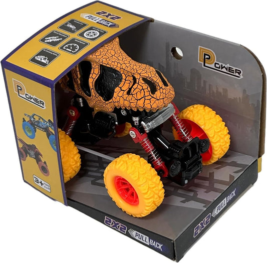 D - Power - PullBack Dino Stunt Truck, Orange| No Batteries Needed, Fun for All Ages | 3+ - Marah Kids