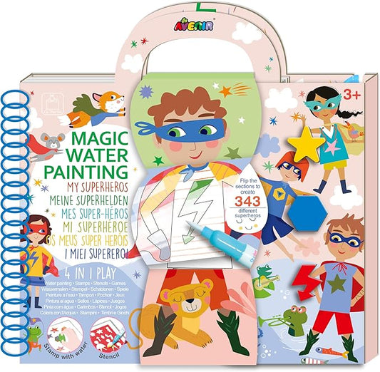 Avenir - Magic Water Painting, My Superheros Multicolour | Ideal for rainy days, indoor play, mess - free painting, travel and holidays | Ideal for Ages 3+ - Marah Kids