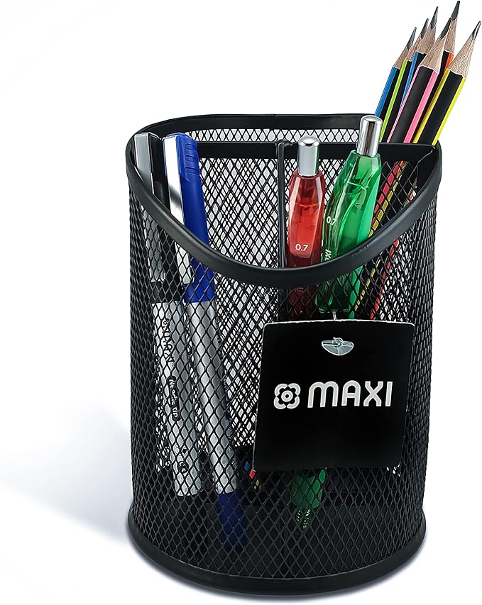 Maxi Mesh 3 Slot Pen & Pencil Cup Holder Black - Marah Kids