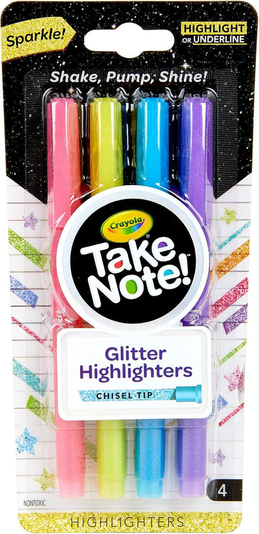 Crayola Take Note Glitter Highlighters, 4 Count - Marah Kids
