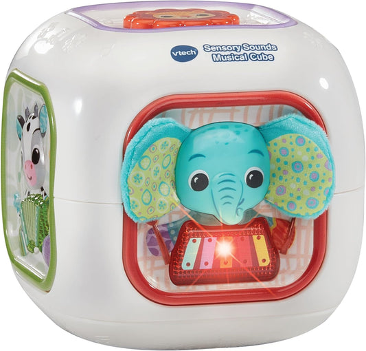 Vtech Baby Sensory Sounds Musical Cube – Interactive Baby Toy with Nursery Rhymes, Classical Tunes & Textured Manipulatives | Teaches Animals & Instruments | For Ages 3–18 Months+ - Marah Kids