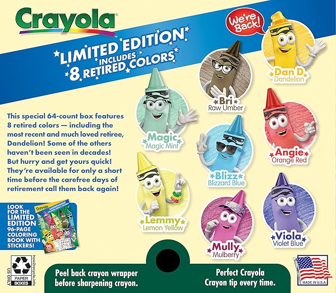 Crayola Classic & Limited Edition Retired Crayons, 64 Count