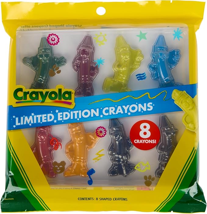 Crayola Tip Character Shaped Crayons, 8 Ct, Limited Edition Retired Crayon Colors, School Supplies, Classroom Must Haves, Gifts, 3+
