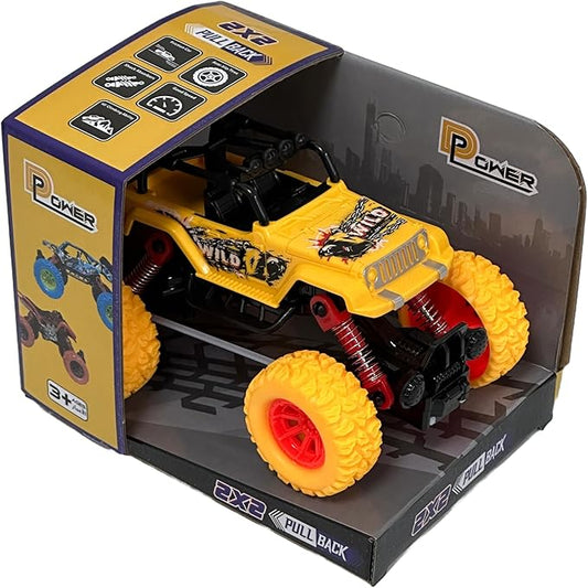 D - Power - Pullback Stunt Off - Roader, Yellow | No Batteries Needed, Fun for All Ages | 3+ - Marah Kids