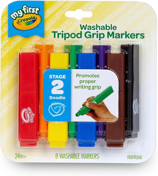 Crayola My First, Tripod Washable Markers For Toddlers, 8Ct - Marah Kids