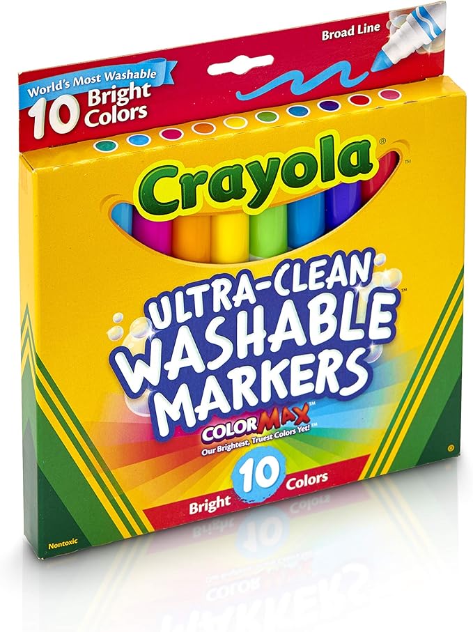Crayola 10 Count Ultra - Clean Washable Bright, Broad Line, Color Max Markers - Marah Kids