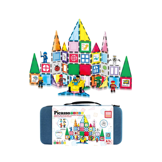 Picasso Magnetic Tiles with 4Characters 100 - pieces - Marah Kids