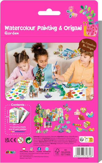 Avenir Watercolour Painting & Origami-Garden Multicolour | Encourage your child to be creative, great activity for rainy days, indoor play, travel and holidays | Ages 3+