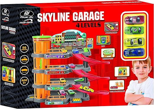 Power Joy Vroom Vroom Skyline Garage M.Level+4cars - Marah Kids