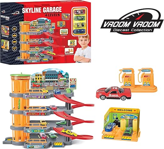 Power Joy Vroom Vroom Skyline Garage M.Level+4cars - Marah Kids