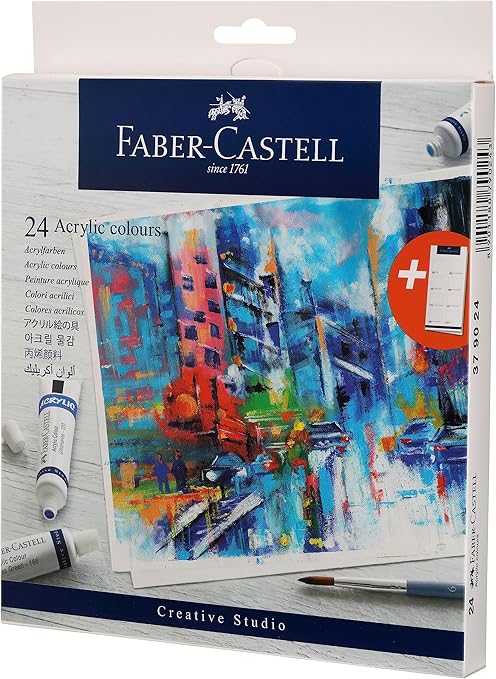 FABER - CASTELL ACRYLIC COLORS SET OF 24 X 9ML TUBES IN A CARDBOARD PACK - Marah Kids