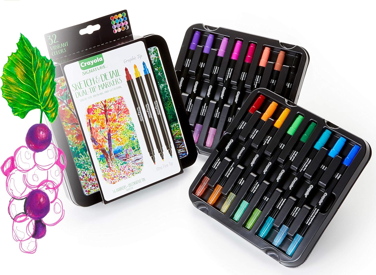 Crayola Signature Sketch & Detail Dual Ended Markers, 16 Count - Marah Kids