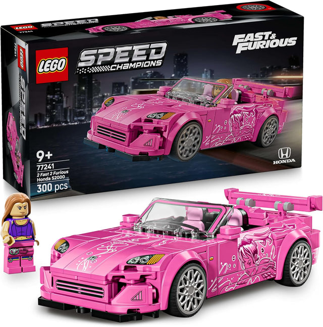 LEGO Speed Champions 2 Fast 2 Furious Honda S2000 - Pink Car Toy with Anime-Style Graphics  77241