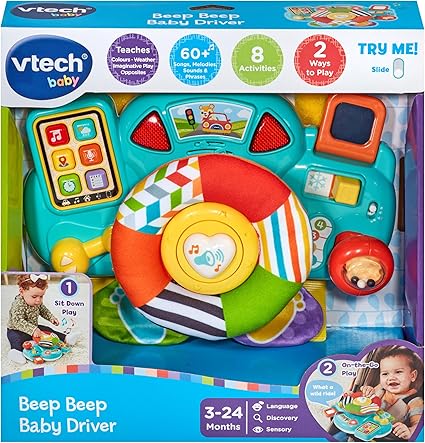Vtech Baby Beep Beep Driver – Interactive Steering Wheel Toy with Lights, Sounds, Buttons & Textures | Educational Toy for Babies 3–24 Months+ - Marah Kids