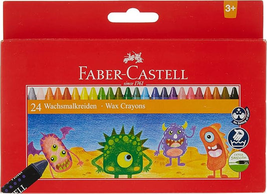 FABER-CASTELL WAX CRAYONS 24 COLOR 90MM