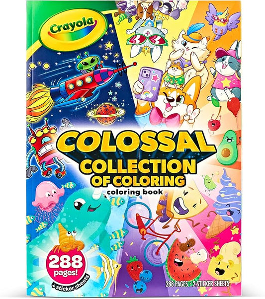 Crayola Colossal Collection Of Coloring, 288 Coloring Book Pages, 2 Sticker Sheets, Coloring Book For Kids, Travel Activity