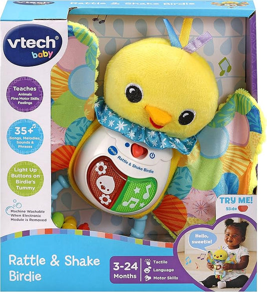 VTech Baby Rattle & Shake Birdie, Sensory Toy with Music, Sounds, Colours, Lights, Interactive Gift for Boys & Girls 3, 6, 12, 18 Months +, English Version - Marah Kids