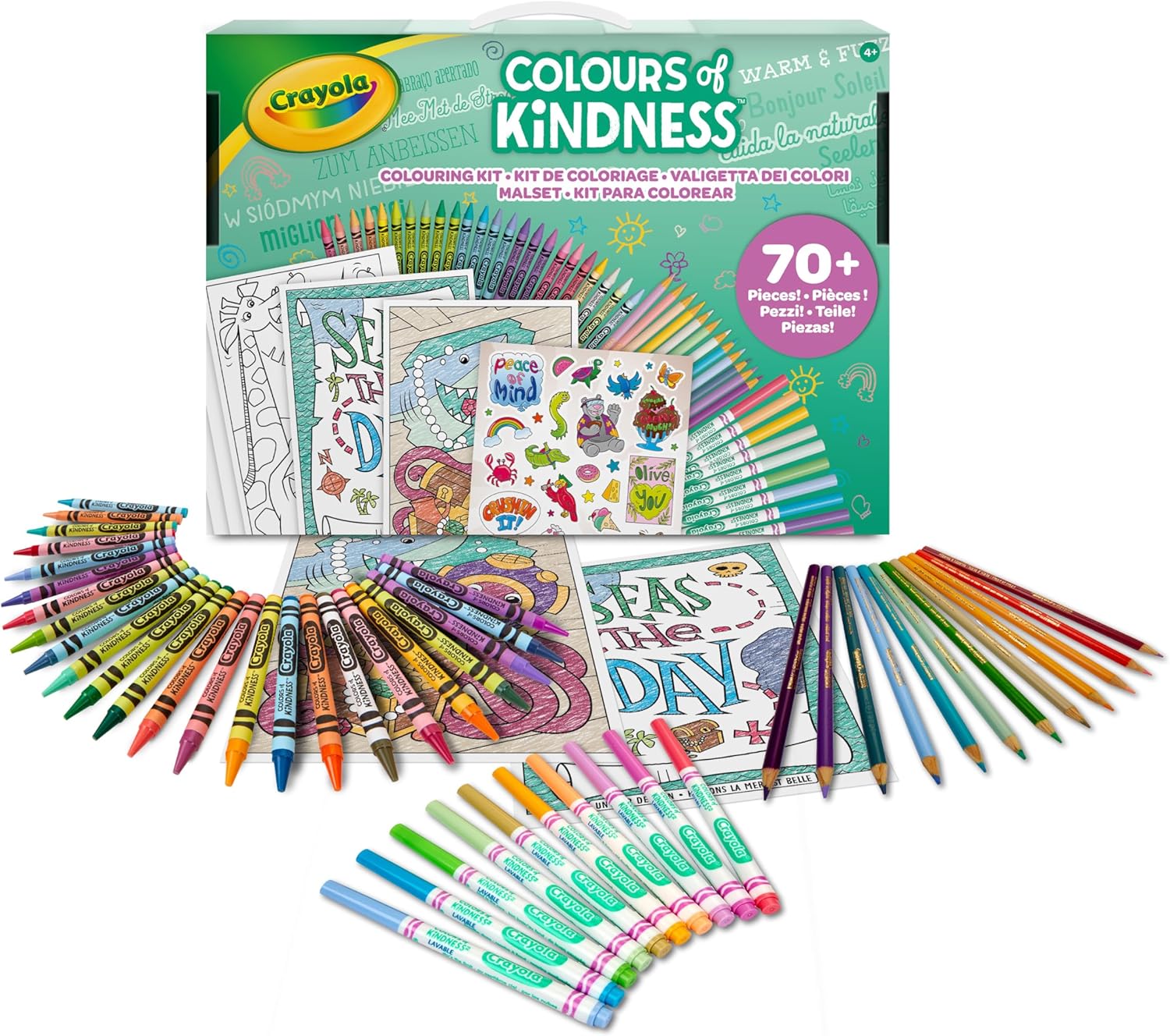 CRAYOLA Colours of Kindness Art Case | Includes Crayons, Markers, Pencils, Stickers & Paper | Ideal for Kids Ages 4+ - Marah Kids