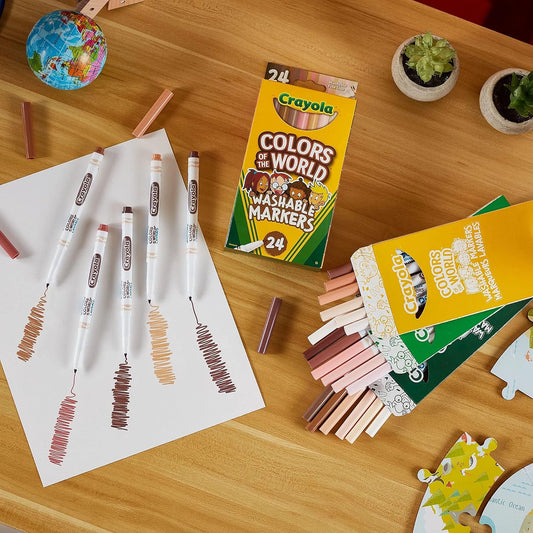 Crayola Colors of the World Washable Skin Tone Markers, 24 Count - Marah Kids
