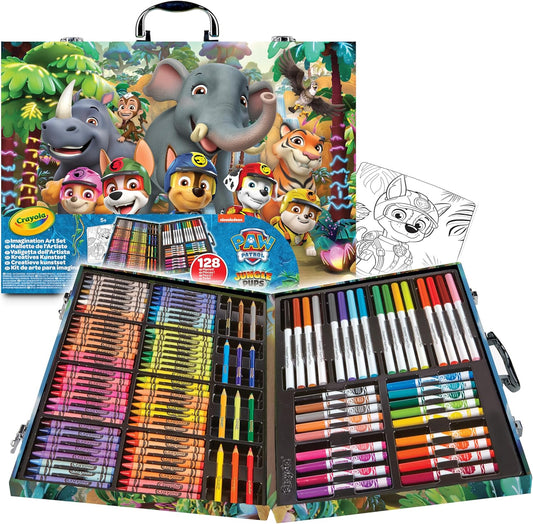 CRAYOLA - Paw Patrol Mighty Movie Painting Case, Creative Set with 128 Pieces, Felt Tip Pens, Crayons, Wax Pens, Creative Activity and Gift for Children, Ages 5 and Up - Marah Kids
