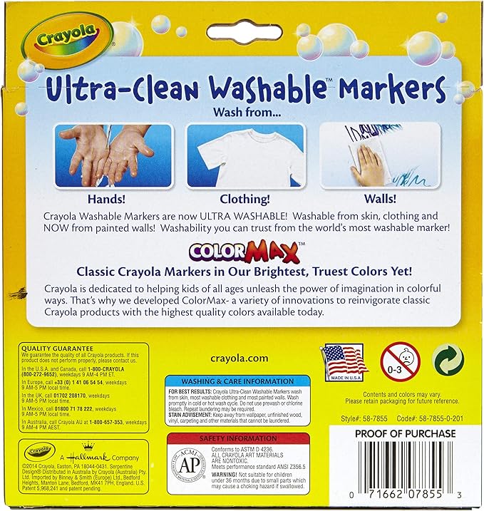 Crayola 10 Count Ultra - Clean Washable Bright, Broad Line, Color Max Markers - Marah Kids