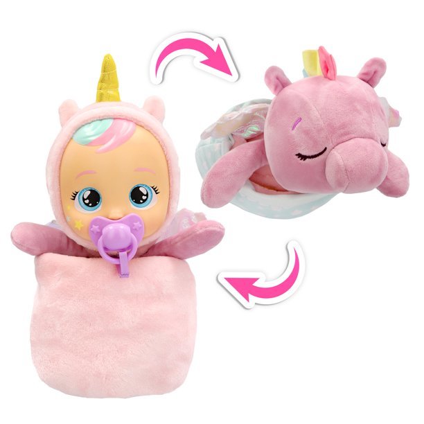 Cry Babies Goodnight Friends 2 - in - 1 Luna and Poppy Baby Doll in Unicorn - Themed Onesie Flip & Reveal From Doll to Plush - Marah Kids
