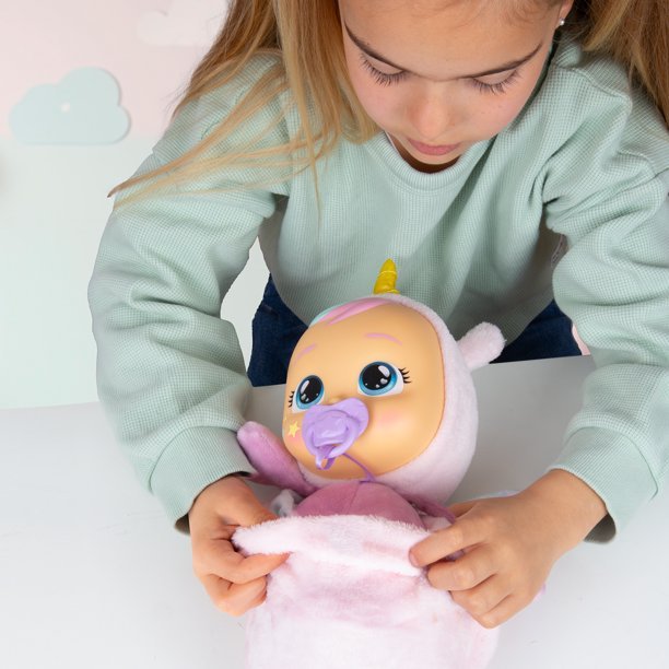 Cry Babies Goodnight Friends 2 - in - 1 Luna and Poppy Baby Doll in Unicorn - Themed Onesie Flip & Reveal From Doll to Plush - Marah Kids