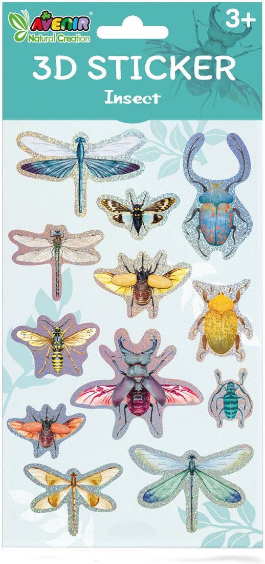 Avenir - 3D Stickers 10 pack - Insect Multicolour | These beautiful and realistic - looking 3D stickers pop out to showcase a gorgeous collection. | ages 3+ - Marah Kids