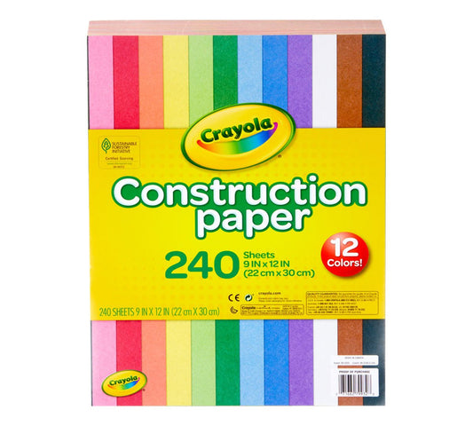 Crayola - Construction Paper, 240 Sheet 9 In x 12 in – Multicolour - Marah Kids