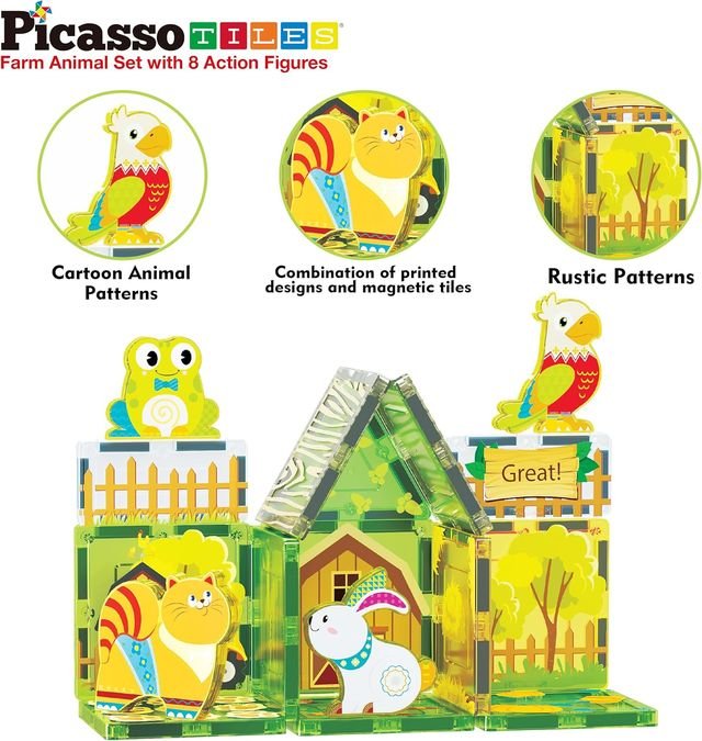 Picasso Magnetic Tiles Farm Animal Set 26 - pieces - Marah Kids