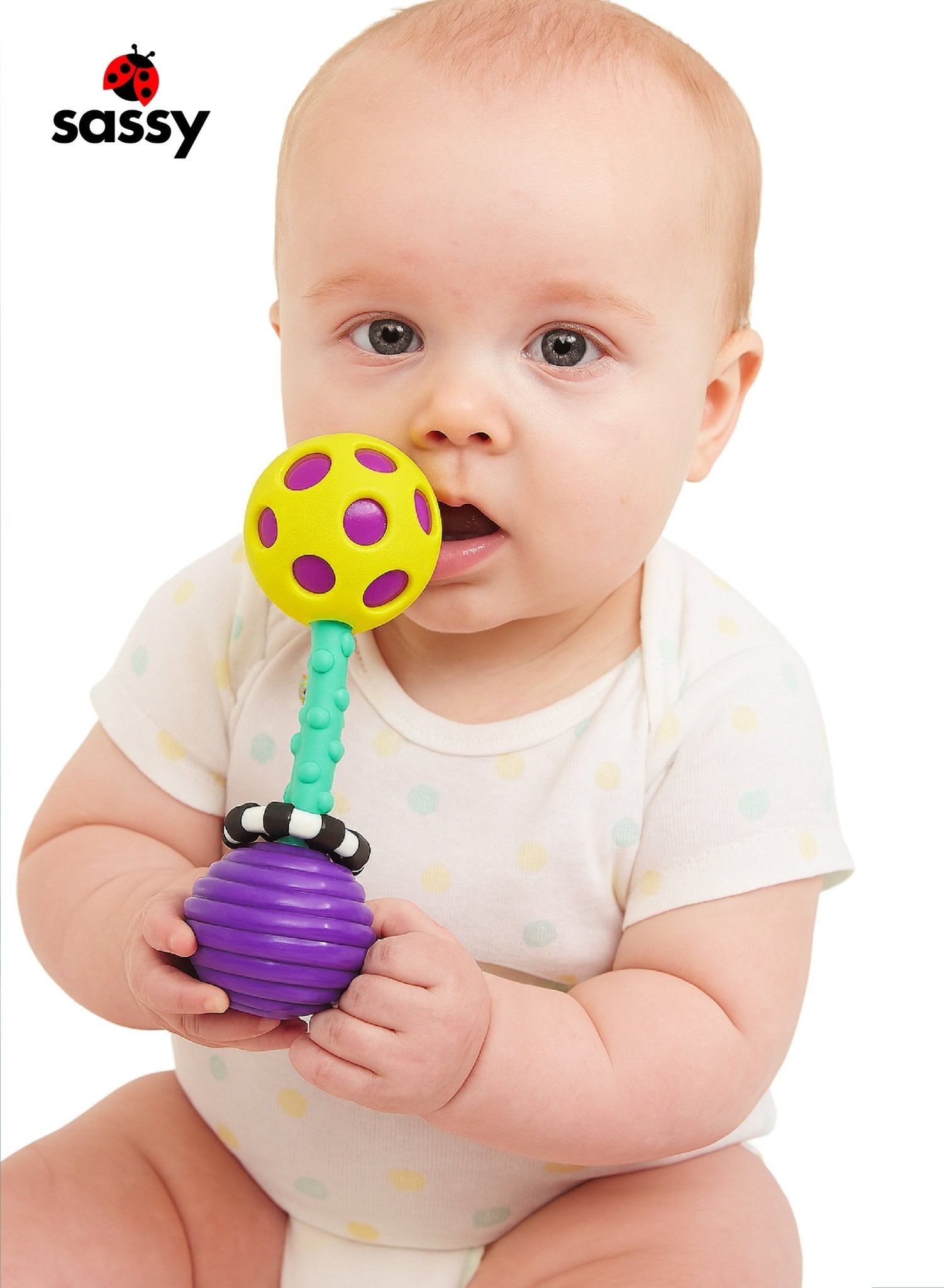 Soft Bend & Flex Barbell Rattle for Babies, Develops Rhythm and Sensory Skills for Infants 0+ Months - Marah Kids