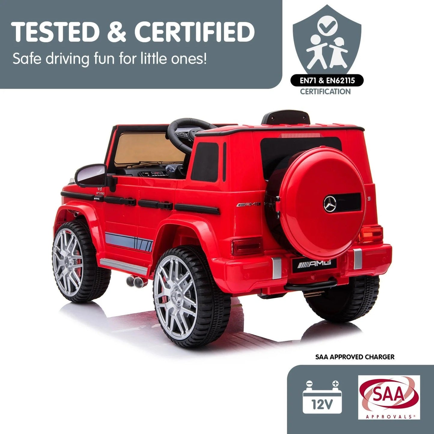 Mercedes G63 Kids Rideon Jeep - Red  (12V)