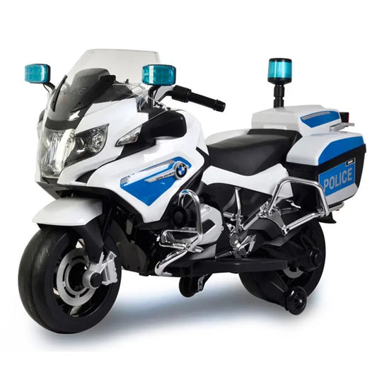 BMW Kids Police Bike Electric Ride - On Motorcycle - 12V White - Marah Kids