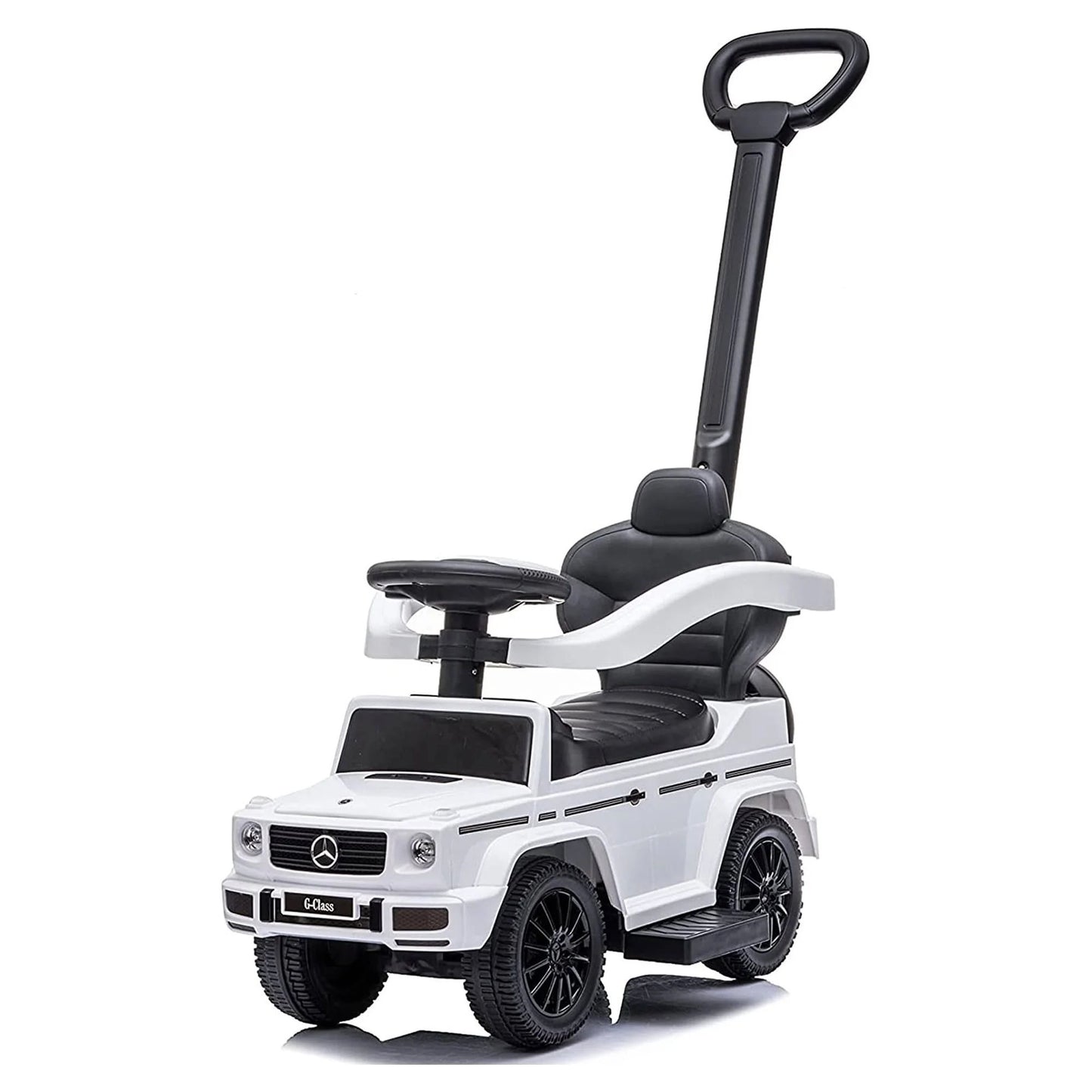 Mercedes G Wagon 3-in-1 Handle Push Ride-On Car - White