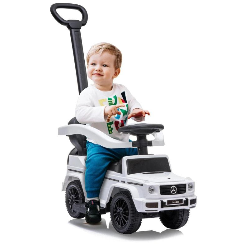 Mercedes G Wagon 3-in-1 Handle Push Ride-On Car - White