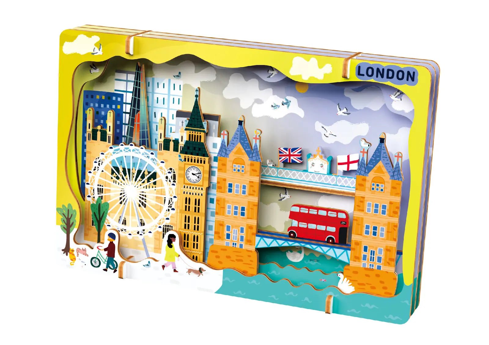 Avenir - Let’s Travel Together 3D Cityscape Puzzle – London Wooden DIY Model Kit - Marah Kids