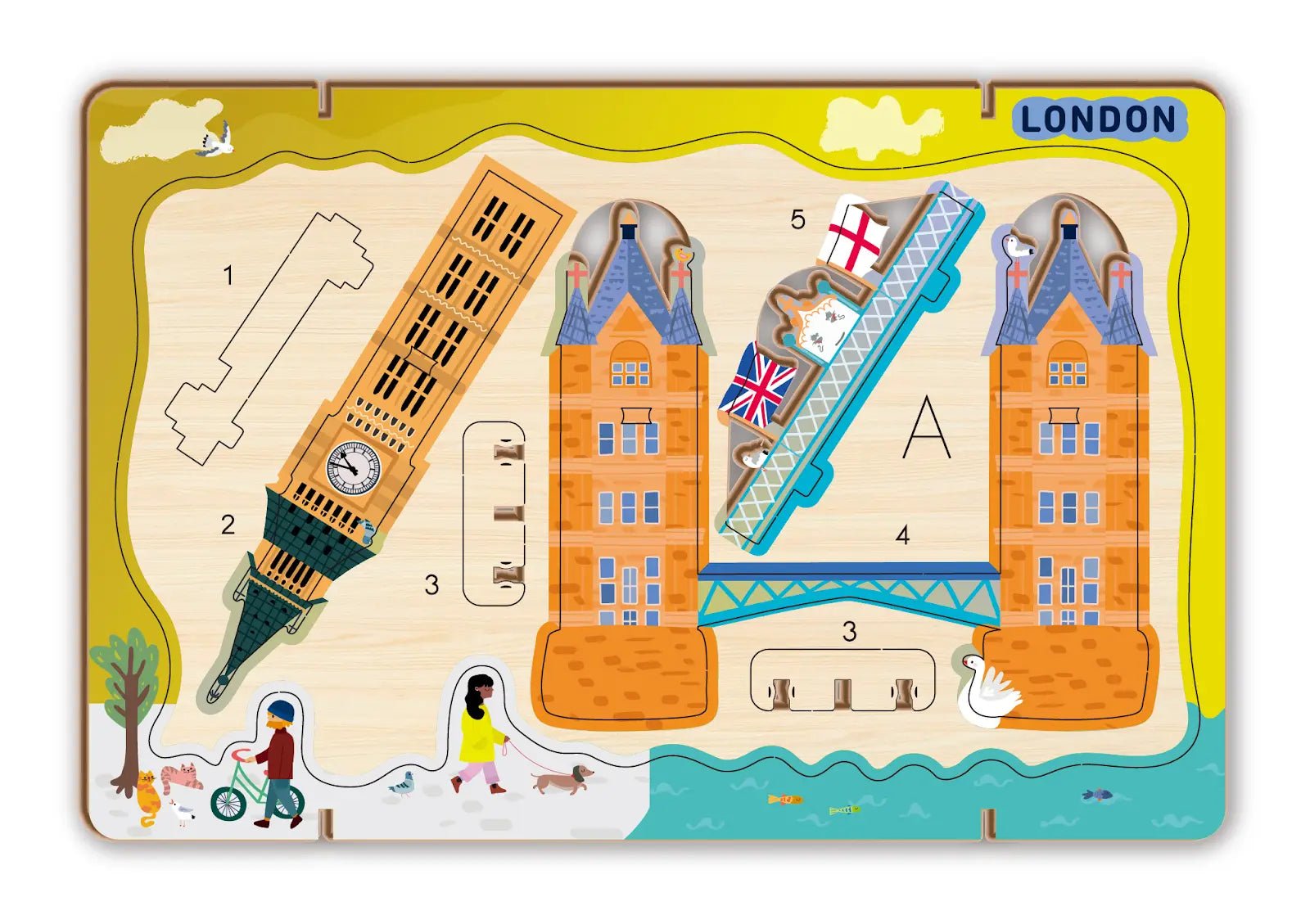 Avenir - Let’s Travel Together 3D Cityscape Puzzle – London Wooden DIY Model Kit - Marah Kids