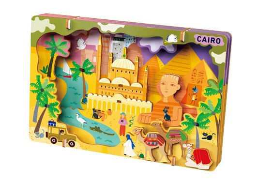 Avenir - Let’s Travel Together 3D Cityscape Puzzle – Cairo Wooden DIY Model Kit - Marah Kids
